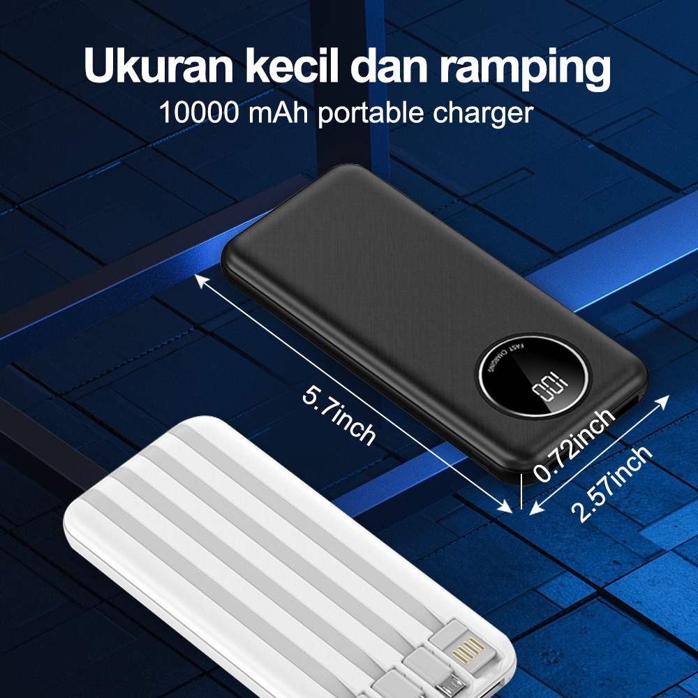 Livideas PowerBank Quick Charging 10000mAh Powerbank Dual USB Output 4 Input LED Display Murah Mini