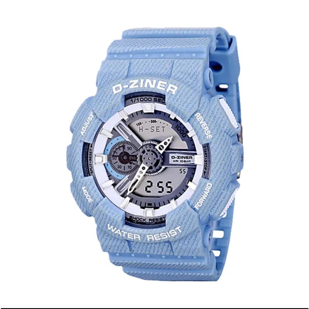 JAM TANGAN PRIA DZINER 3398 ORIGINAL - JAM TANGAN PRIA WANITA D-ZINER BABY-G GA 110 DIGITAL CHRONO AKTIF DUAL TIME STRAP RUBBER ANTI AIR SPORTY - JAM TANGAN FASHION DZINER 3398 BABY G GA-110