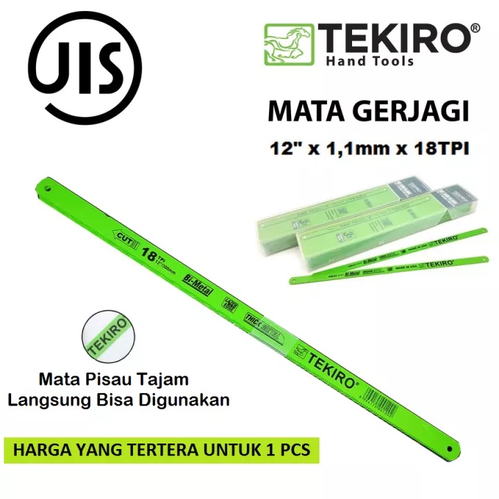 TEKIRO Mata gergaji besi 18TPI 12 inchi Hacksaw Blade 12&quot; hand saw blade Mata Potong Kayu Plastik Pipa Metal Flex