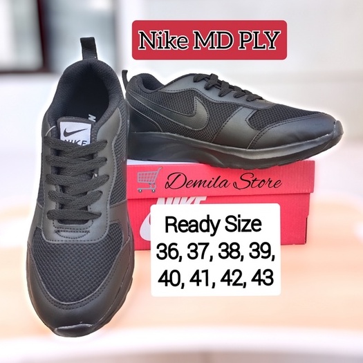 Sepatu NKY MD PLY Black sepatu sekolah hitam full sepatu kerja Sepatu Olahraga Running Jogging Fashi