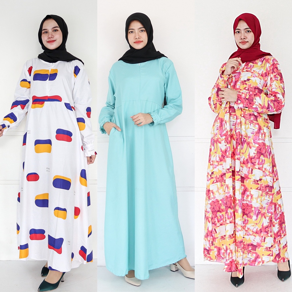 IZANY GAMIS / Dress Muslim XXL Jumbo Lengan Kancing Banyak Motif