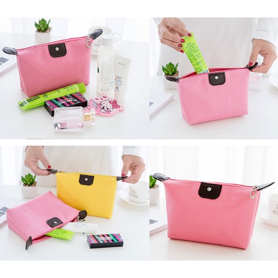 ❤ IJN ❤ Tas Aksesoris Makeup Dompet Pouch Kosmetik Polos Warna Ukuran Medium / Tas kosmetik Tahan Air