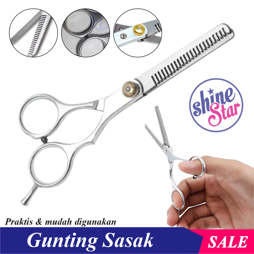 SHINE STAR -  Alat Gunting Potong Rambut Salon / Gunting Sasak Rambut Full Stainless Steel