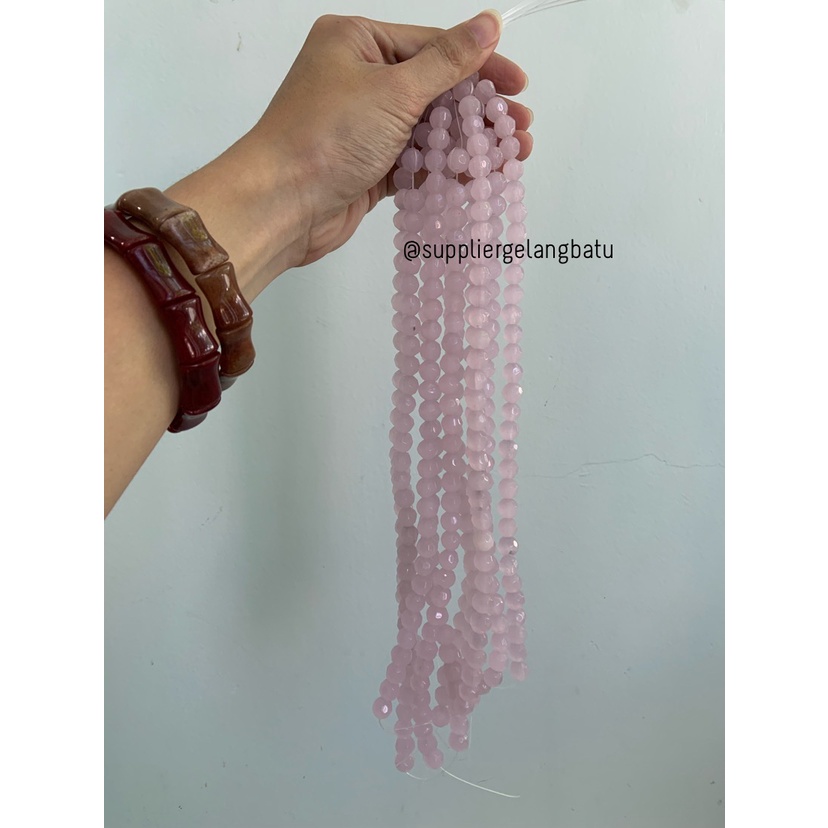 kristal bola dunia cutting 10mm PINK DOFF quartz kuarsa ceko bulat