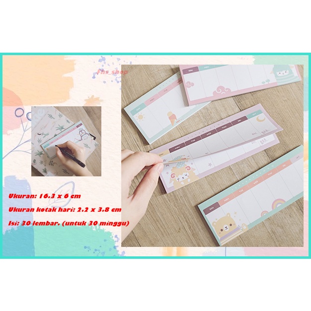 

Memo Pad Kertas Memo Alat Tulis Memo Pad Aesthetic Fluffy Animal Weekly Plan Memopad 16.3 X 6 cm