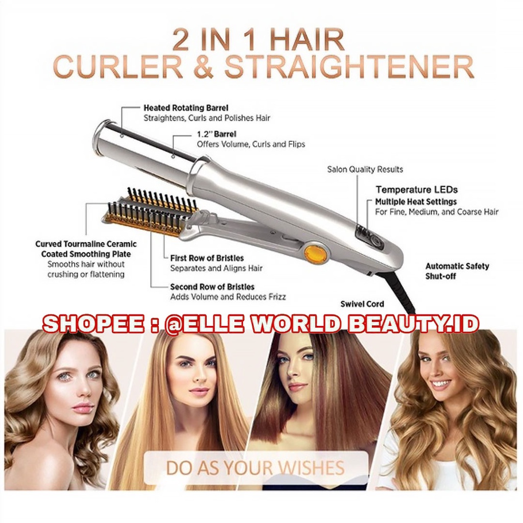 100% AUTHENTIC INSTYLER IONIC STYLER PRO 2 IN 1 HOT BRUSH AND FLAT IRON - CATOK CATOKAN SISIR RAMBUT