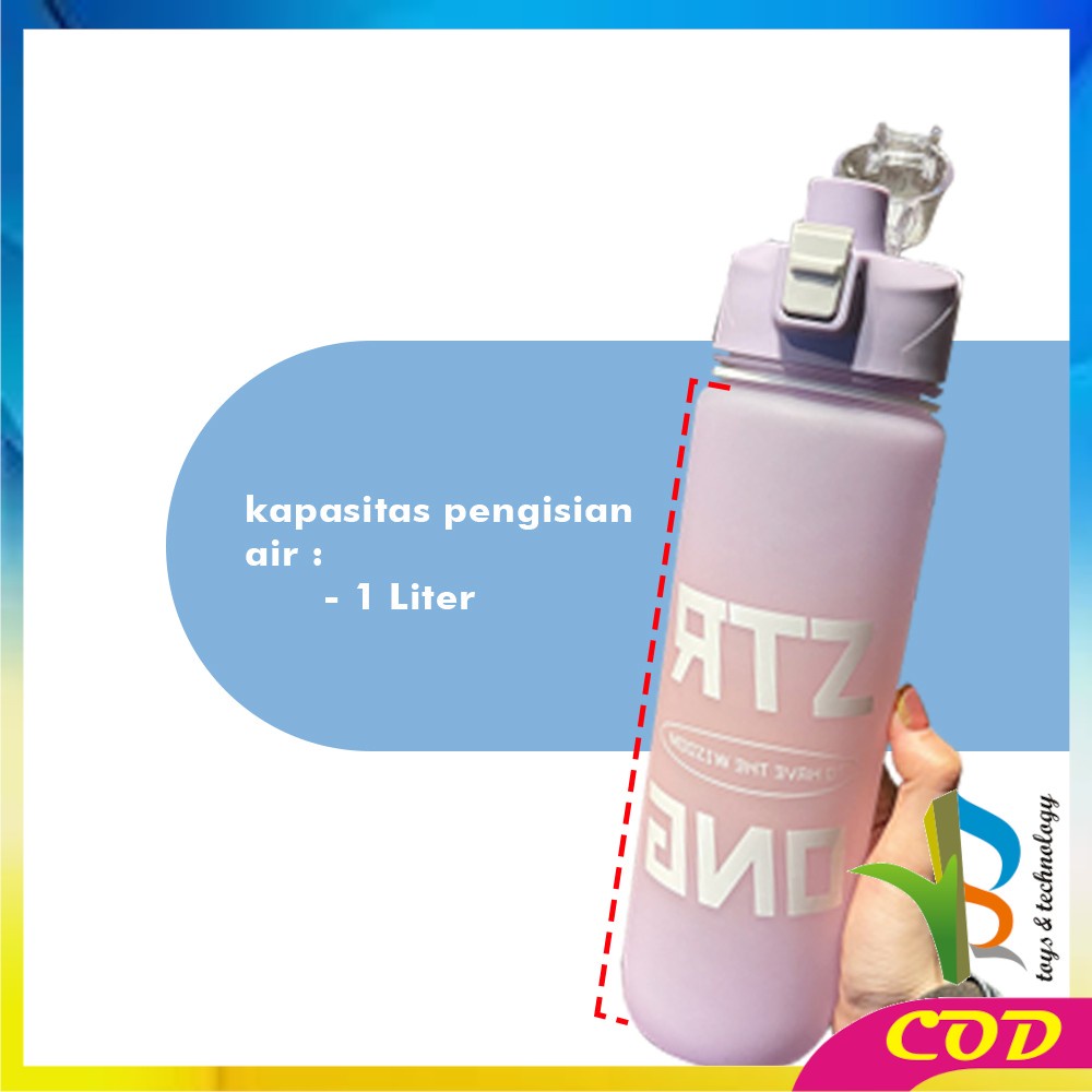 RB-C580 C588 Bottle Botol Minum Tumblr Air 1 Liter / Botol Motivasi dengan Tutup Flip / Botol MinumTumbler Olahraga Botol Air