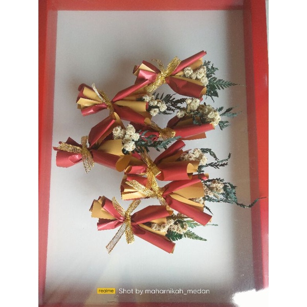 TERMURAH  buket mini hiasan hampers buket mini 12cm bunga kering
