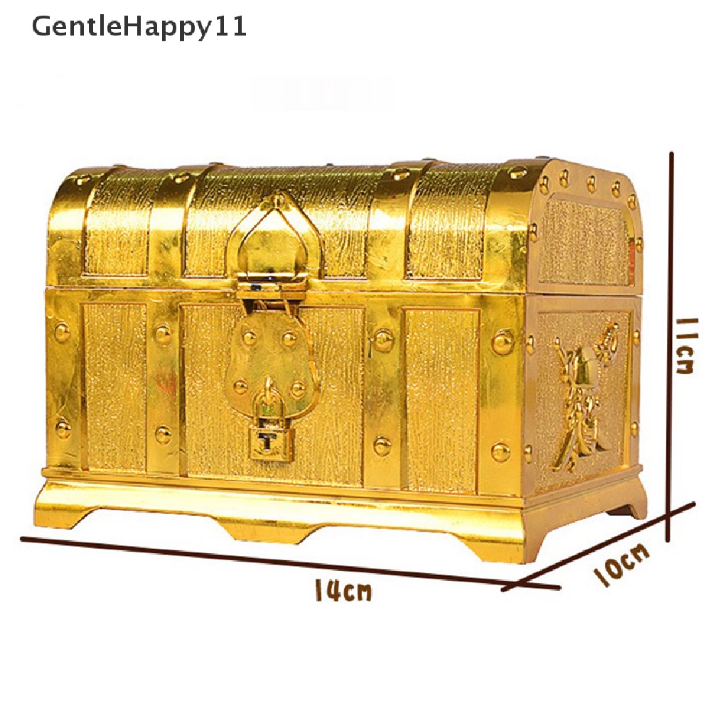 Gentlehappy 1pc Retro Treasure Box Dengan Kunci Mainan Untuk Pesta Nikmat Props Dekorasi Pirate id