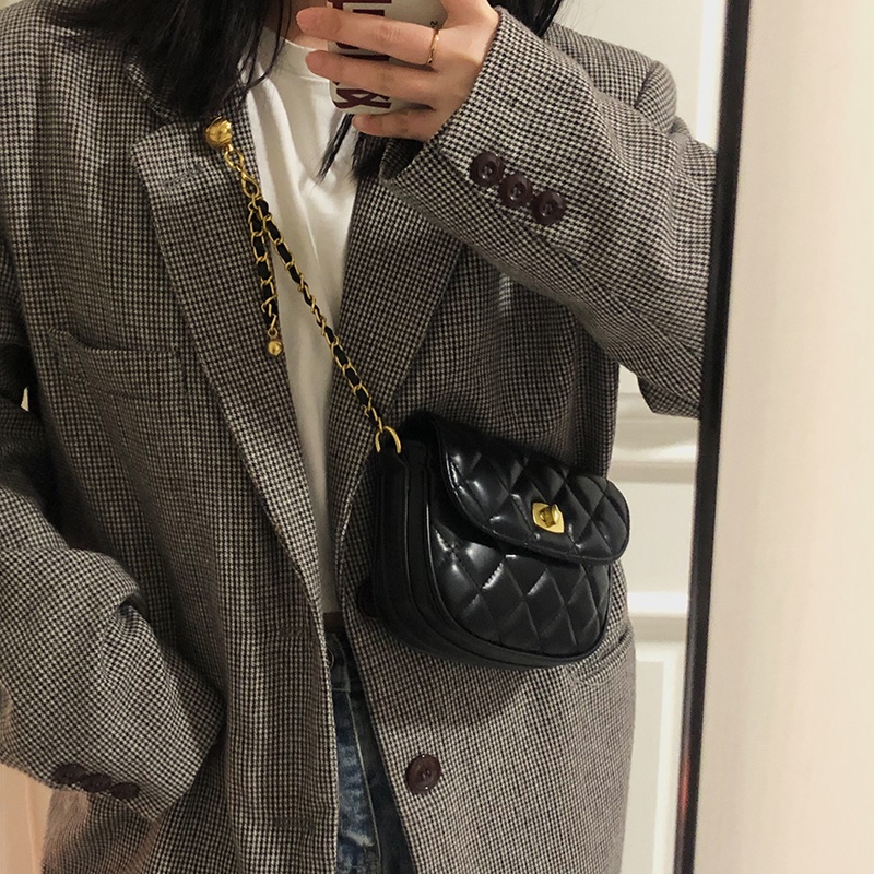 Suhao all-match ins messenger bag wanita 2021 baru trendi fashion tas pelana French niche one-shoulder diamond chain bag