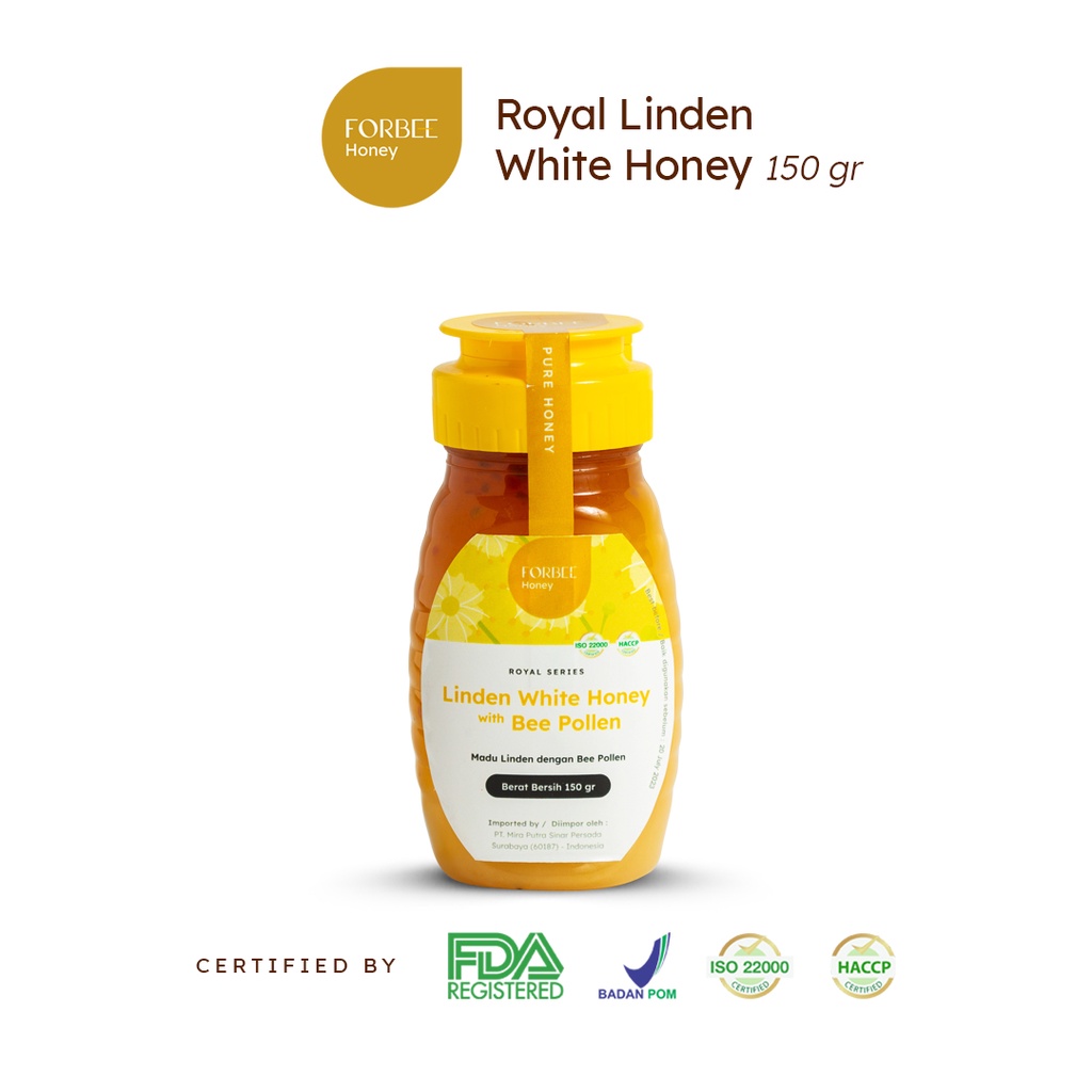 

Madu Royal Linden Forbee Honey with Bee Pollen 150gr | Suplemen Kulit dan Collagen Alami | Madu Putih Anti-Penuaan Dini Dengan 18 Asam Amino