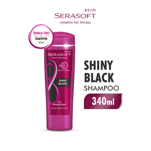 SERASOFT Shampoo Shiny Black Botol 340ML
