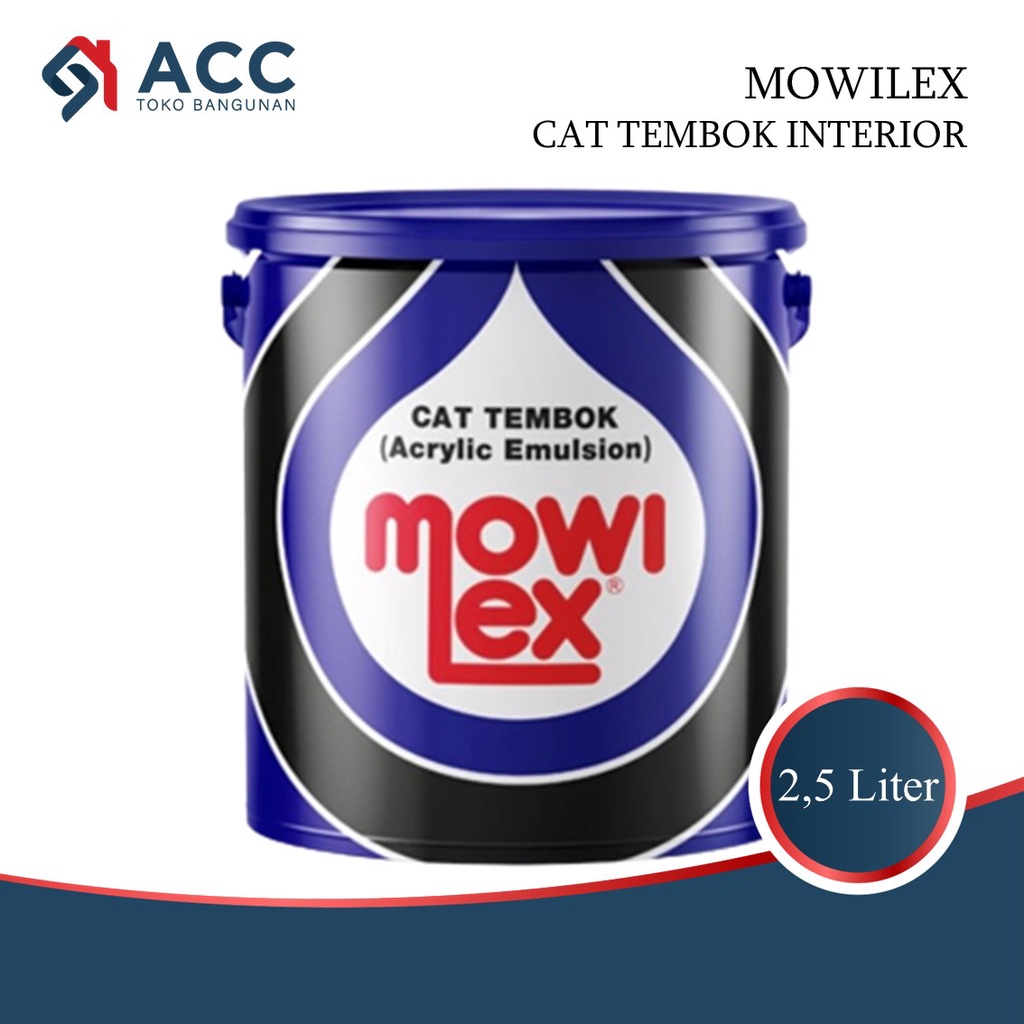 Mowilex Emulsion Cat Tembok Interior Warna Putih Hitam Saffron E100 E200 E070 2,5 liter