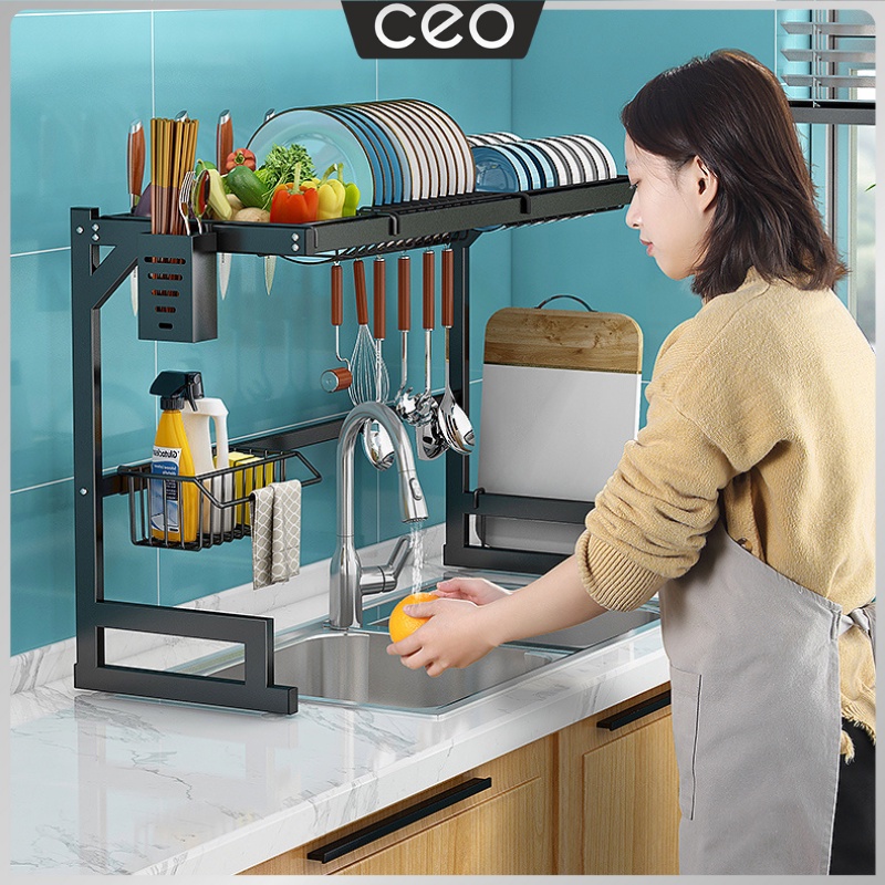 CEO Rak Wastafel Cuci Piring Stainless Rak Pengering Piring Dish Dryer Rak Piring 1 susun 2 susun ukuran 65cm / 85cm / 95cm / 125cm kuat &amp; kokoh adjustable