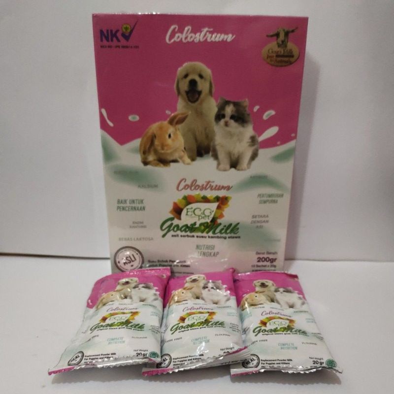 Susu kucing anjing klinci Eco Goalt Milk Colestrum 1box/200gr