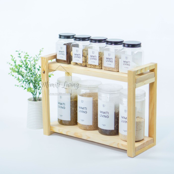 Rak bumbu dapur kayu serbaguna / Rak susun serbaguna / Rak bumbu kayu