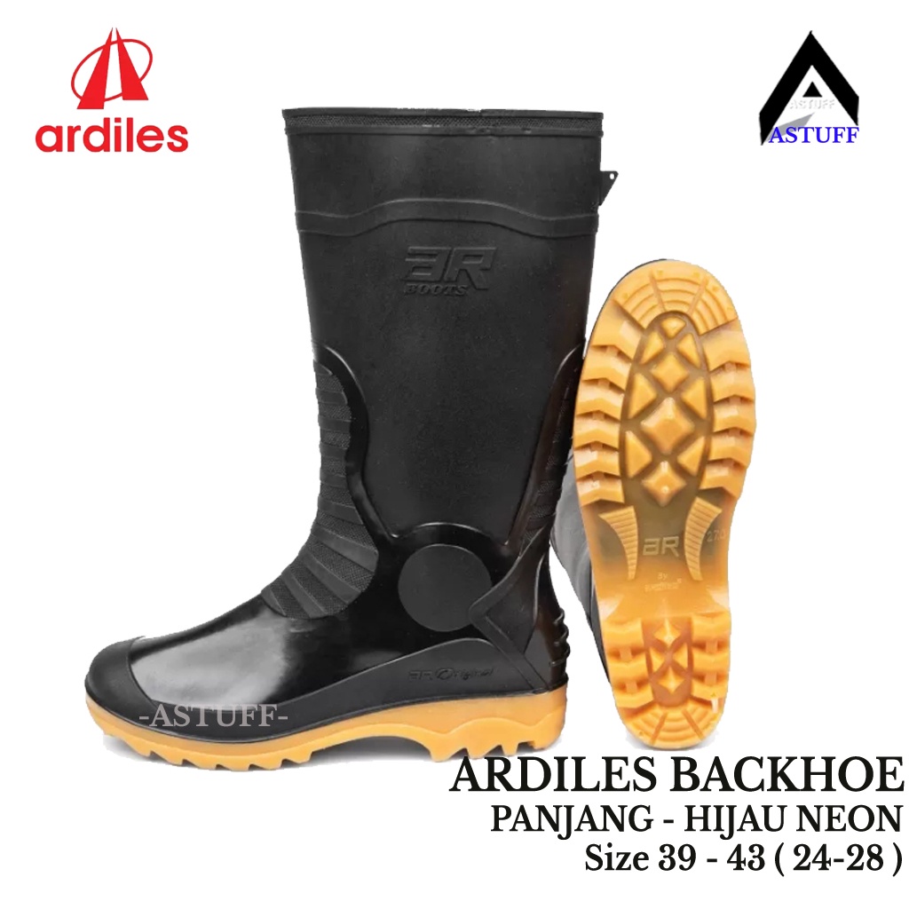 Sepatu Boot Tinggi ARDILES BACKHOE HITAM SOL PANTHEL - Sepatu Motor Tangguh
