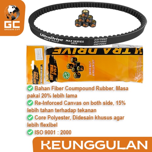 Vanbelt SET assy Beat Vario Scoopy Spacy Fi 110 Daytona Ultra Drive Belt+Roller 4455 3514