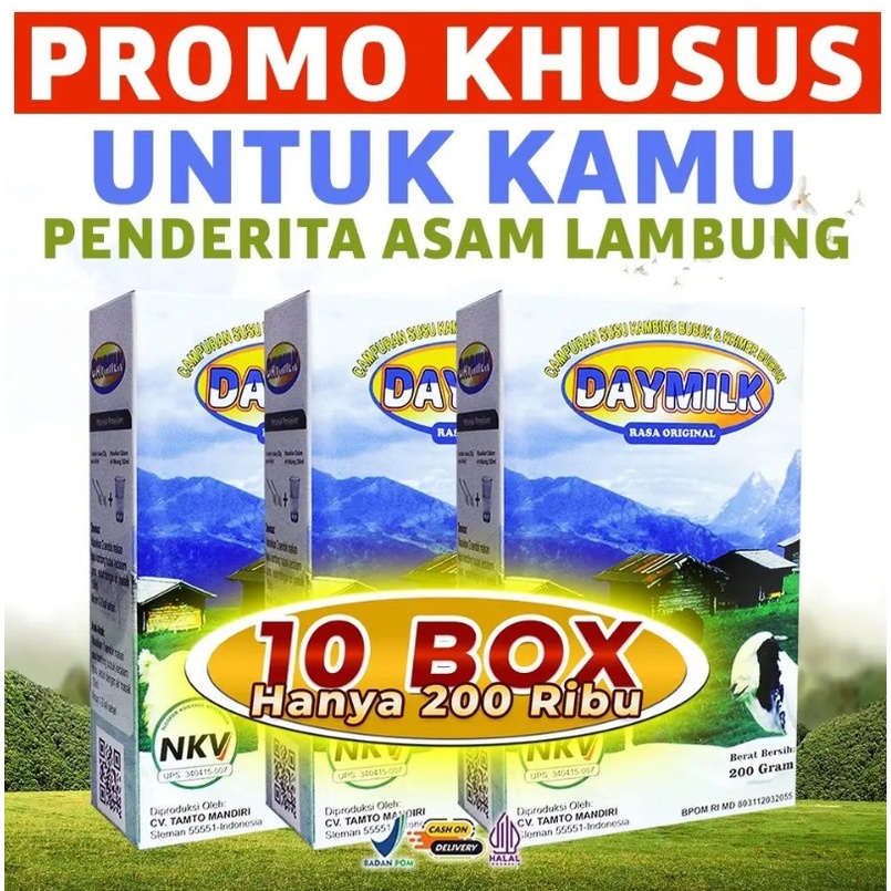 

SUSU KAMBING ETAWA DAYMILK ORI 100% 10 BOX RASA ORIGINALl HALAL BPOM COD