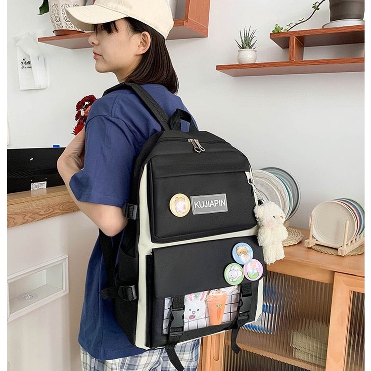 TASHAPPY EL 6789 Tas RANSEL 4IN1 Wanita Canvas Stylish Include Gantungan Boneka model korea supplier tas import GT2038 CR7998 BQ3727