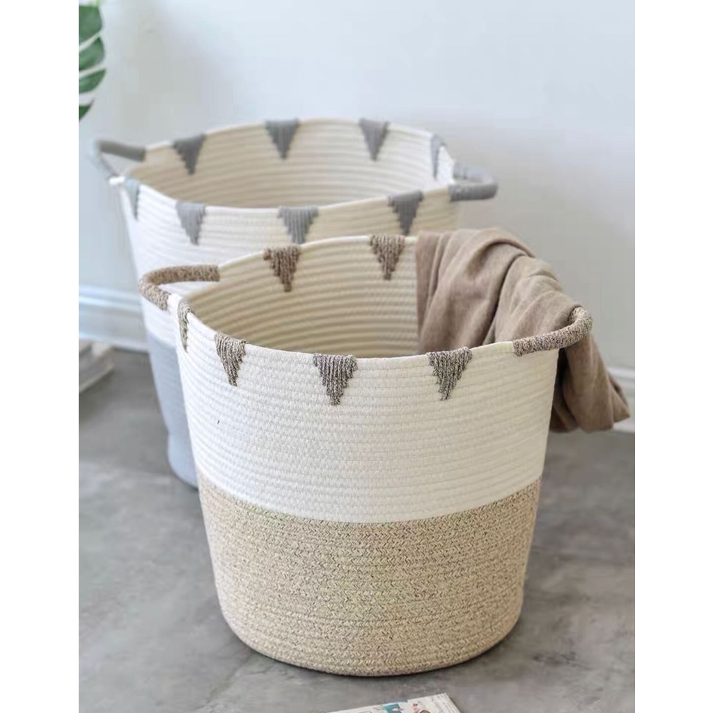 Keranjang Laundry Basket Jerami Nordic - Storage Basket Baju - Keranjang Penyimpanan