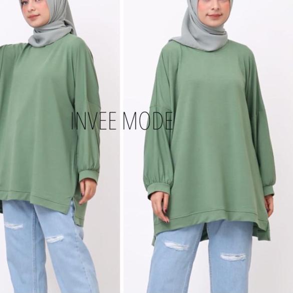 ATASAN BLOUSE BATWING JUMBO BIGSIZE OVERSIZE BABYTERRY SPANDEX - 1795 - Putih, 3L