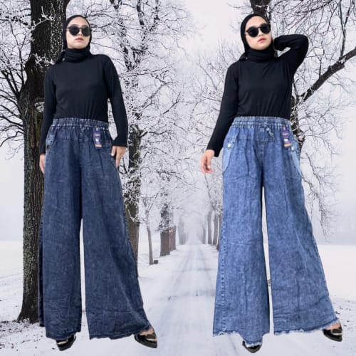 Kulot Jeans JUMBO RAWIS / Kulot Jeans Wanita Pinggang Karet / TONNI DJAYA