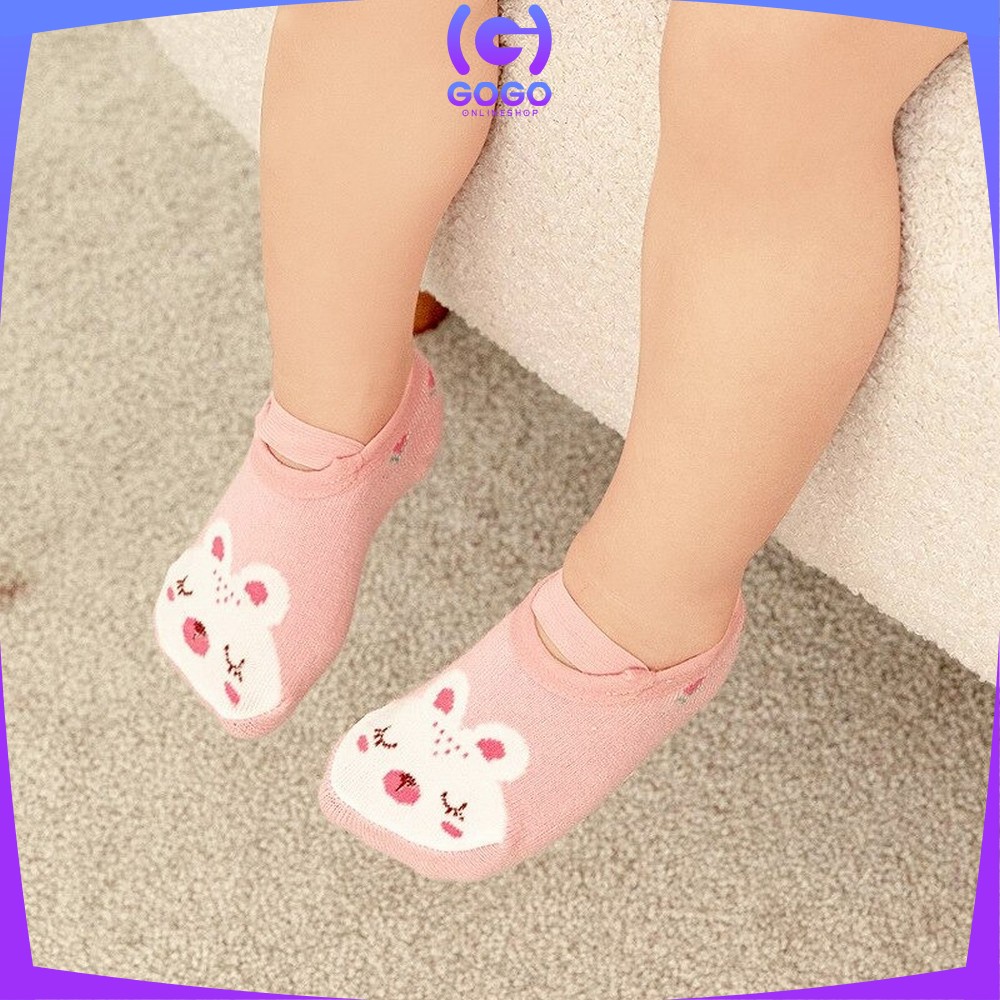 GOGO-P91 Kaos Kaki Anak Anti Slip Dengan Strap Baby Socks Kaos Kaki Ankle Bayi Antislip Kartun Hewan