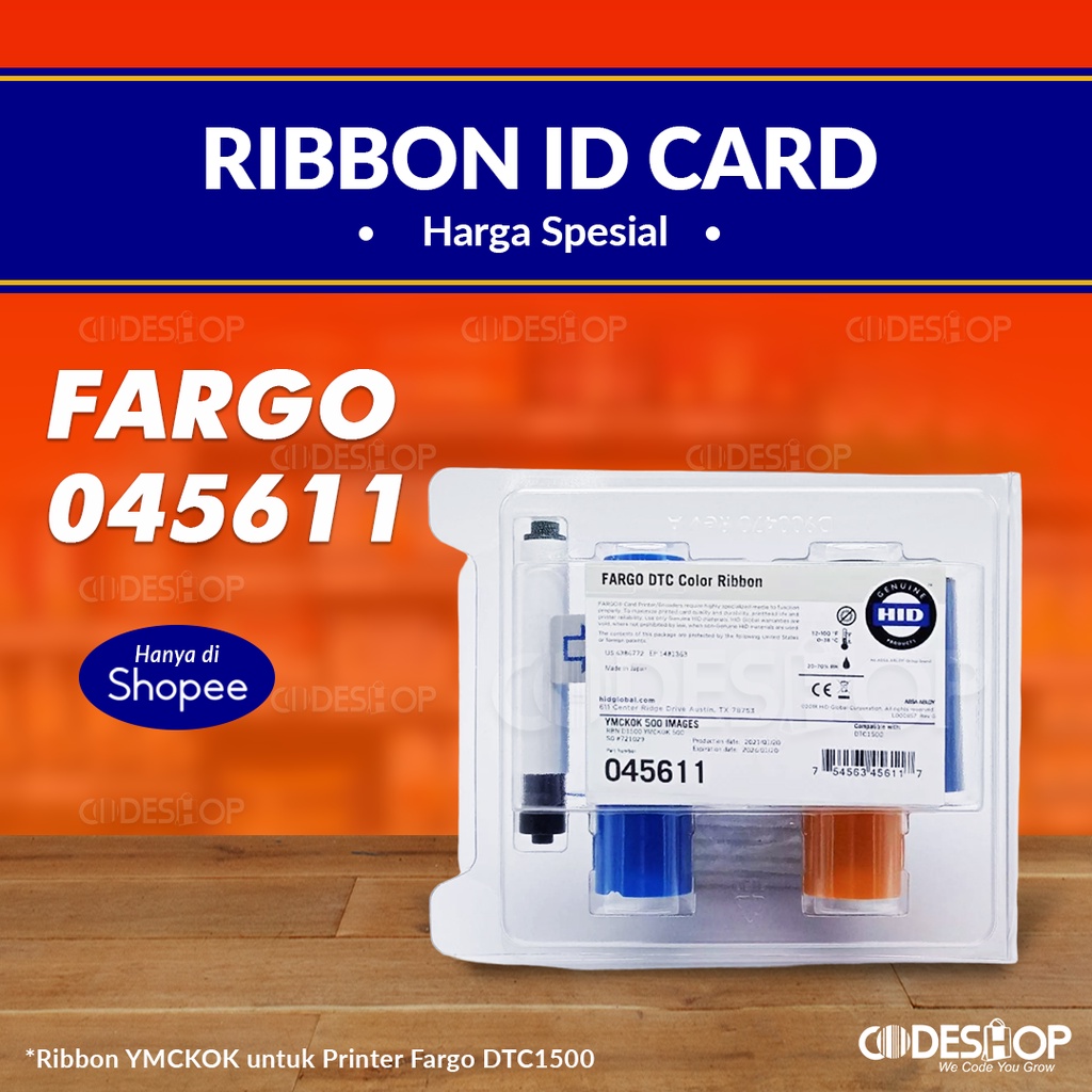 Ribbon Color FARGO DTC1500 YMCKOK Tinta Ribbon DTC-1500 (PN: 045611)