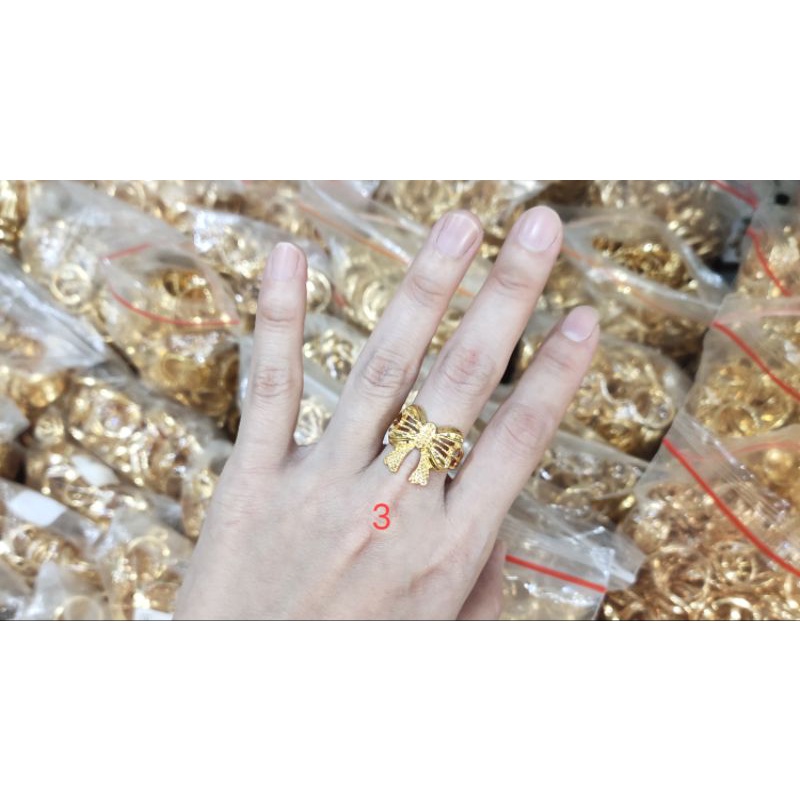 Fifi Fashion Cincin Ukir Xuping lebar Model Perhiasan Lapis Emas 18K C0028