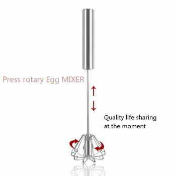 Pengocok Telor Adonan Kue Putar Otomatis Ketika Di Tekan / Pengaduk Adonan Makanan Whisk Mixer Semi Automatic / Mixer Pengaduk Adonan Roti Donat Kue Serbgauna Stainless Steel Kokoh Awet Tahan Lama / Alat Pengocok Kocok Telur Kocokan Adonan Stainles Steel