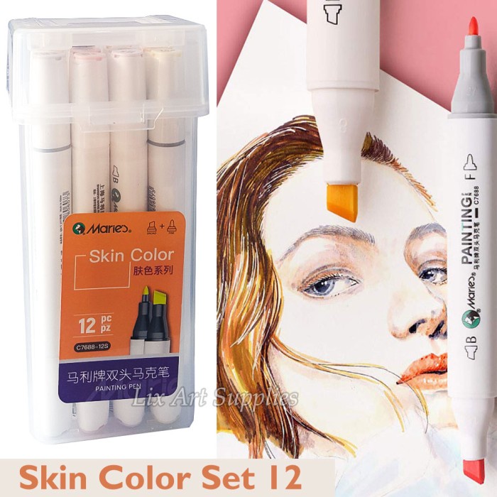 

Maries Coloring Marker / Sketch Marker Set 12 SKIN TONES / SKIN COLOR