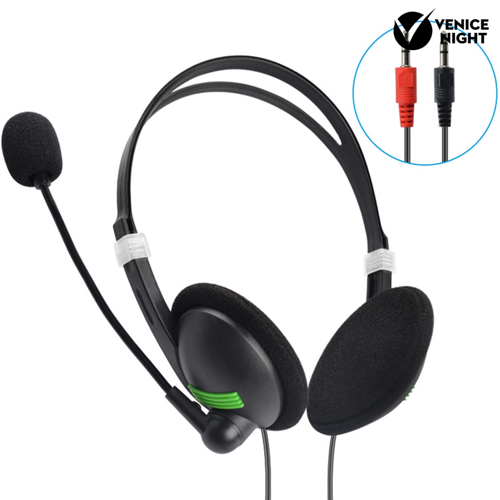 (VNEP) (Berkabel) 440 3.5mm Plug Headphone Stereo Noise Reduction Headset dengan Mic untuk PC