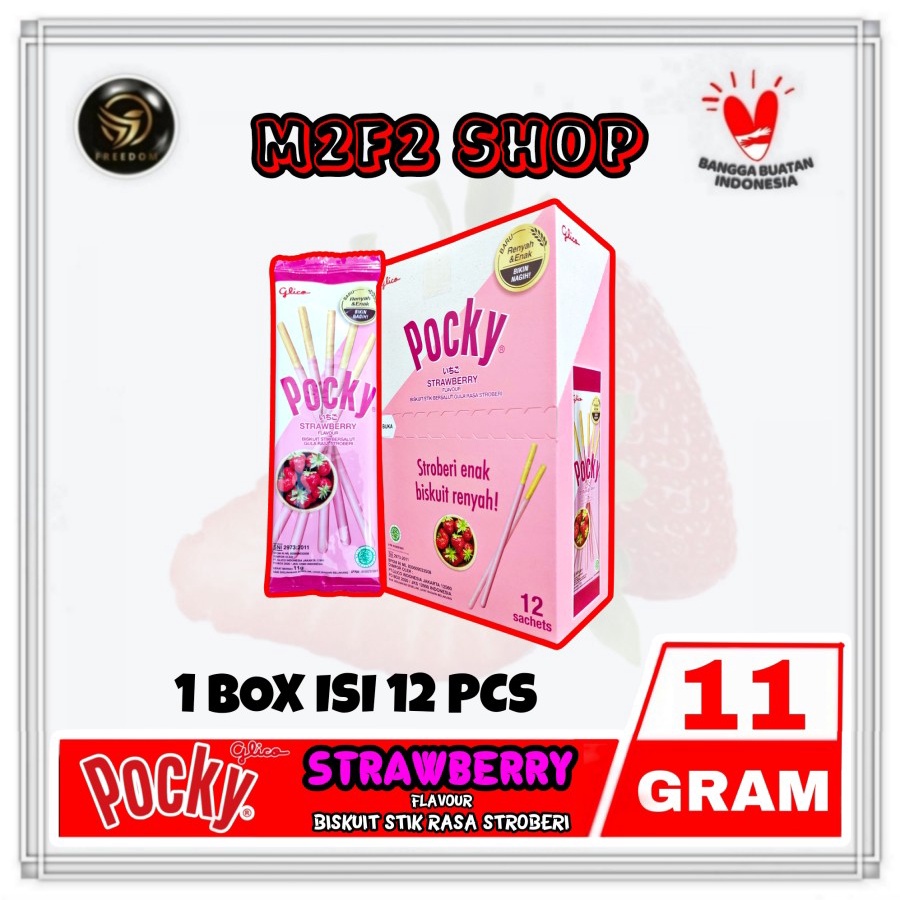 

Glico Pocky Biskuit Stroberi Stik | Strawberry Flavour - 11 gr (Kemasan 1 Box)