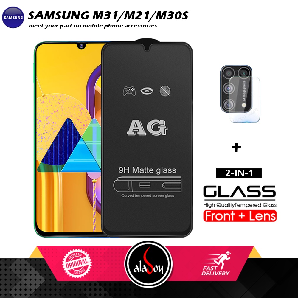 Samsung M31/M21/M30S PAKET 2IN1 Tempered Glass Matte Anti Glare Full Layar dan Tempered Glass Kamera