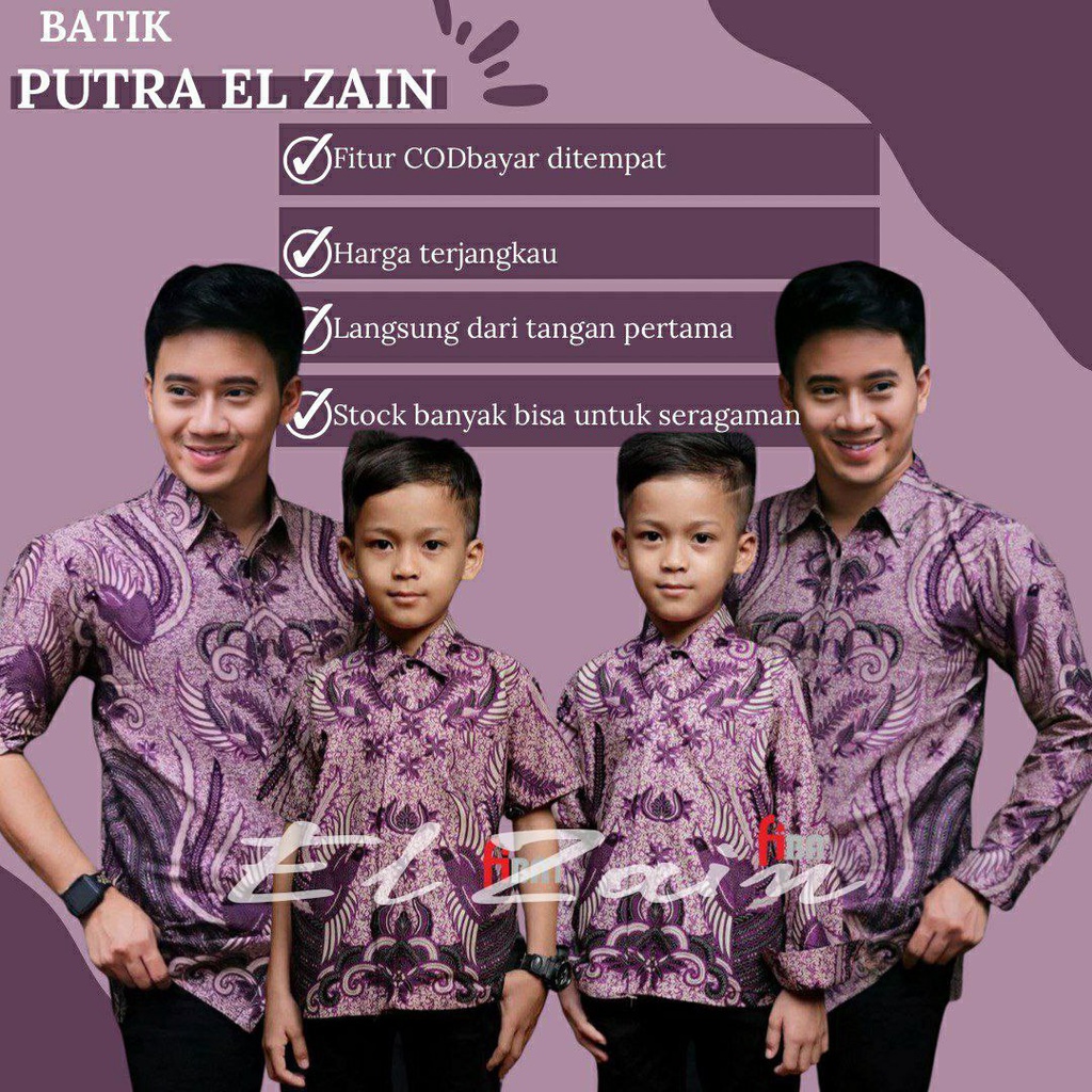 TERBARU Couple sweet || couple batik ayah dan anak cowok BATIK lilac Batik Ungu