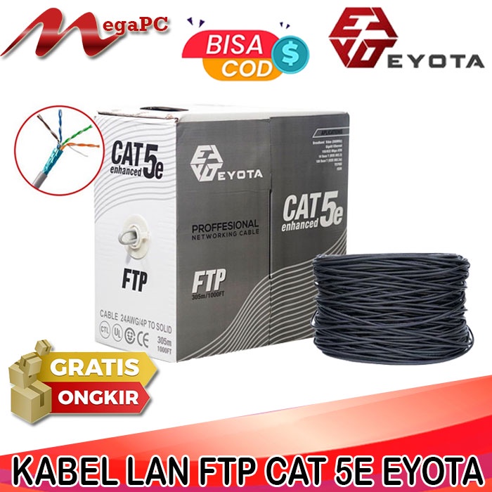 Kabel LAN Outdoor FTP CAT5E Panjang 305 meter