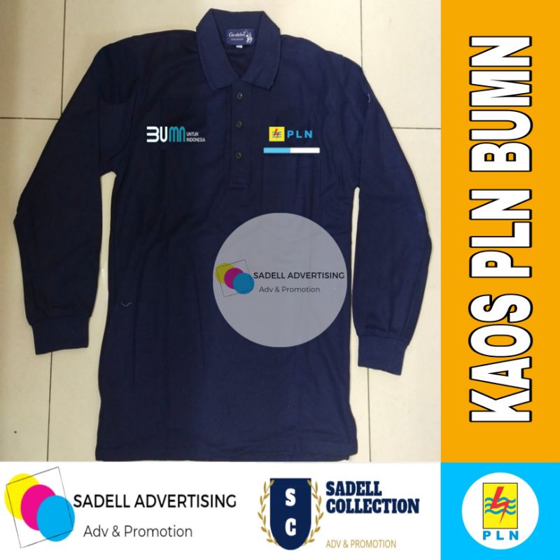 Kaos Polo PLN BUMN Navy Lengan Panjang Pria Bordir
