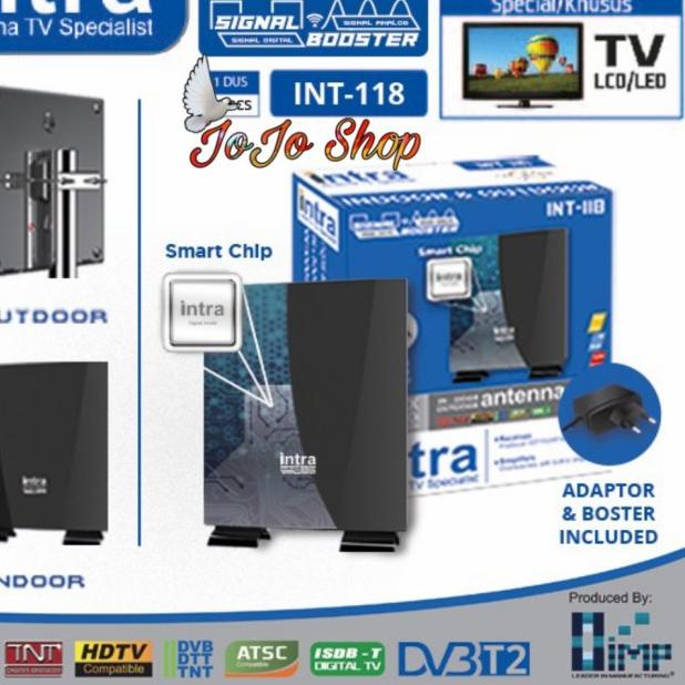 Antena Tv Digital Analog Indoor Outdoor intra INT-118 Led