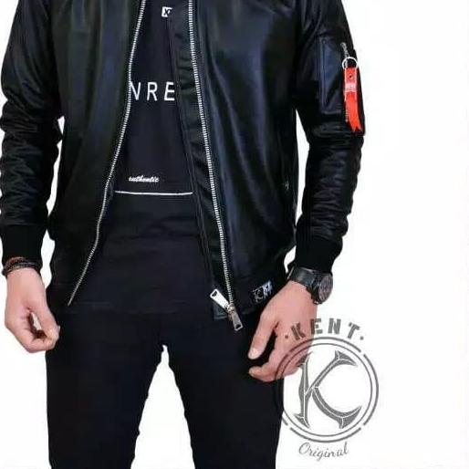 Jaket Kulit Pria Import Original Jaket Casual Keren Terbaru Murah - Hitam