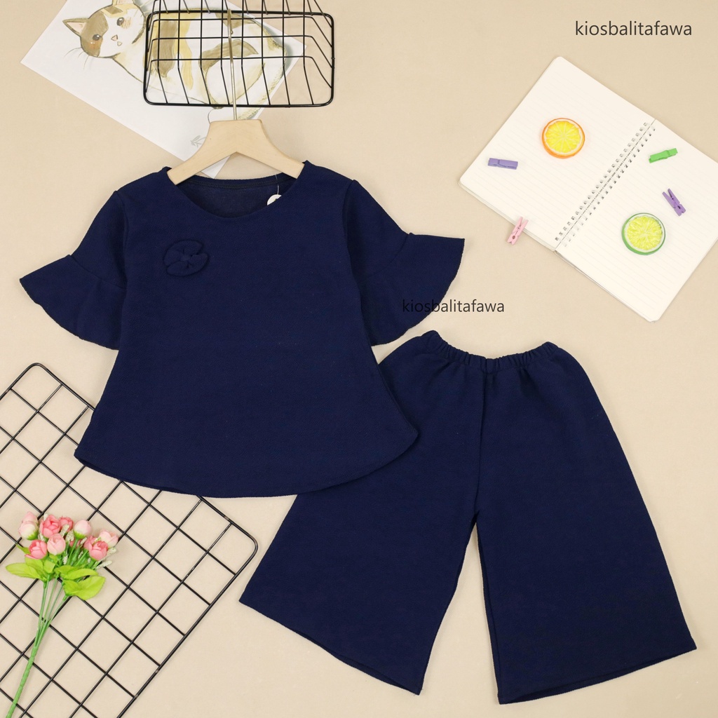 Setelan Lucy uk 2-3 Tahun / Baju Anak Perempuan Atasan Grosir Set Blouse Kulot Kids Balita Cewek