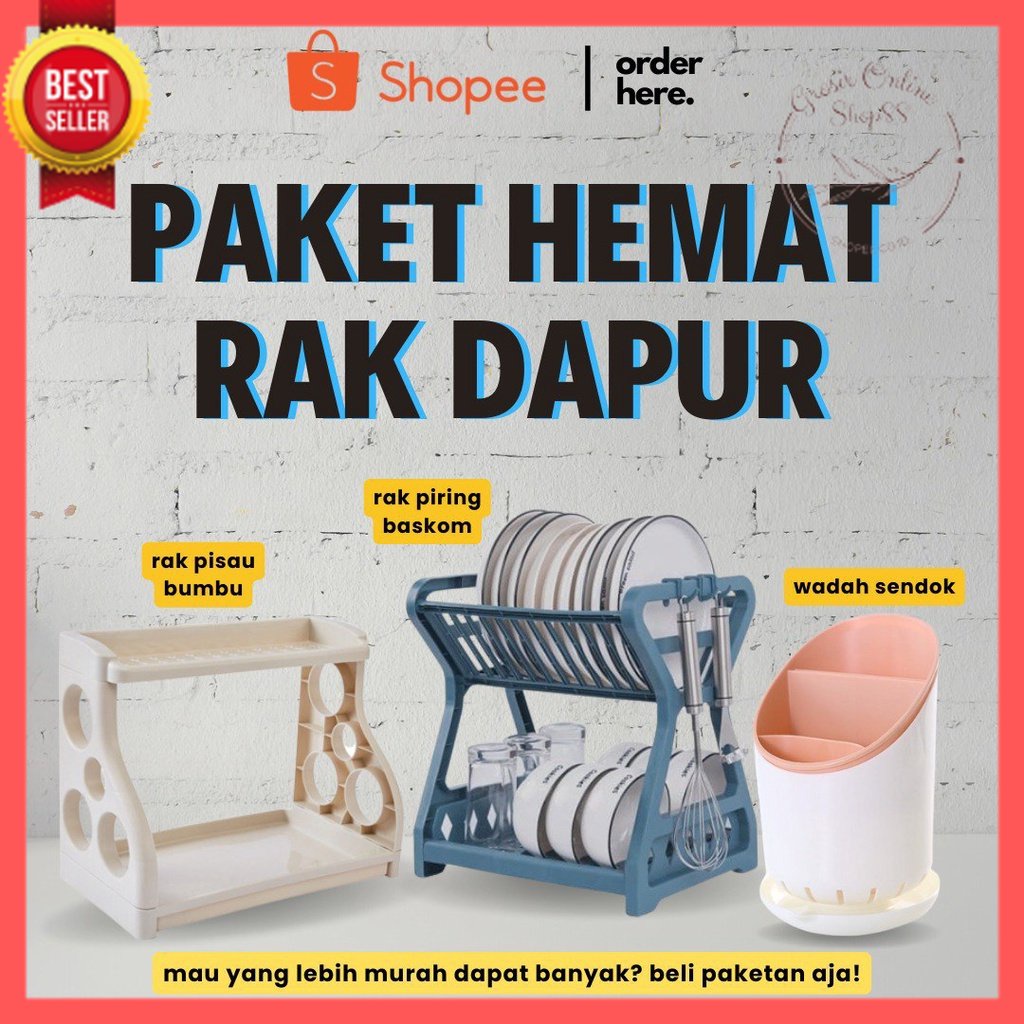 GOS- PAKET HEMAT RAK DAPUR/ Rak baskom Rak Pisau Tempat Sendok