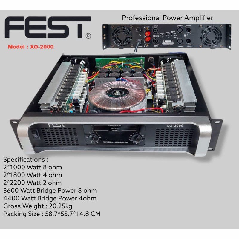 Power Amplifier 2000 watt FEST XO XO2000 Ampli HOREG Subwoofer
