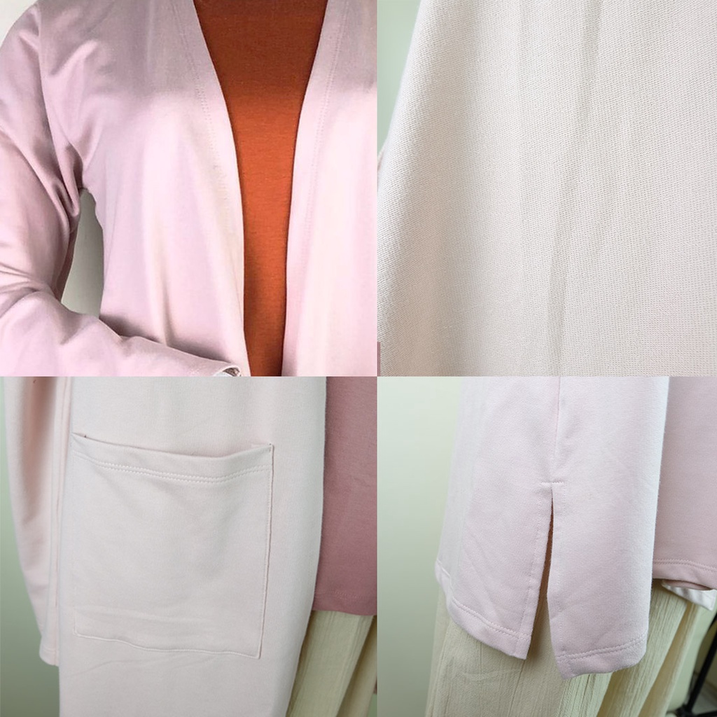 Long outer cardigan wanita remaja bahan baby terry