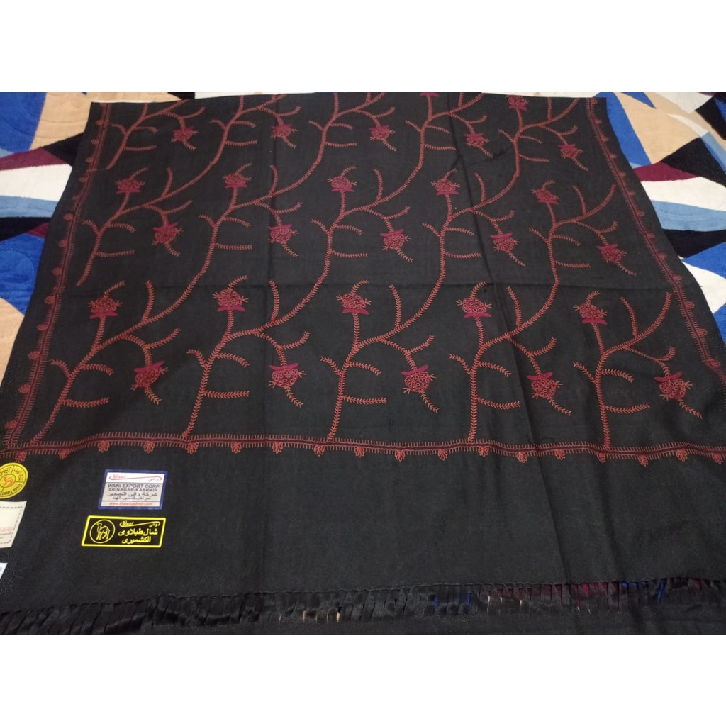 sorban kashmir hitam motif akar