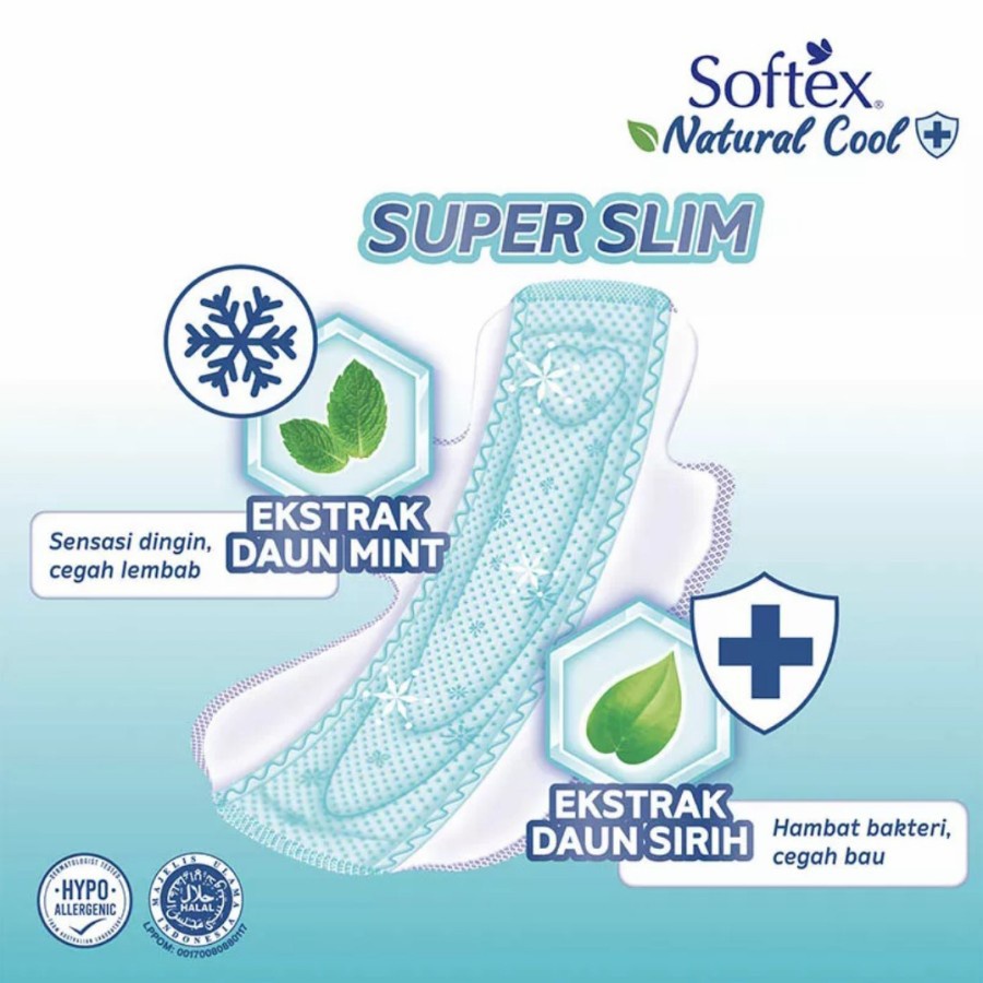 SOFTEX Natural Cool + Wing 29cm 10pads | Pembalut Softex Sensasi Dingin