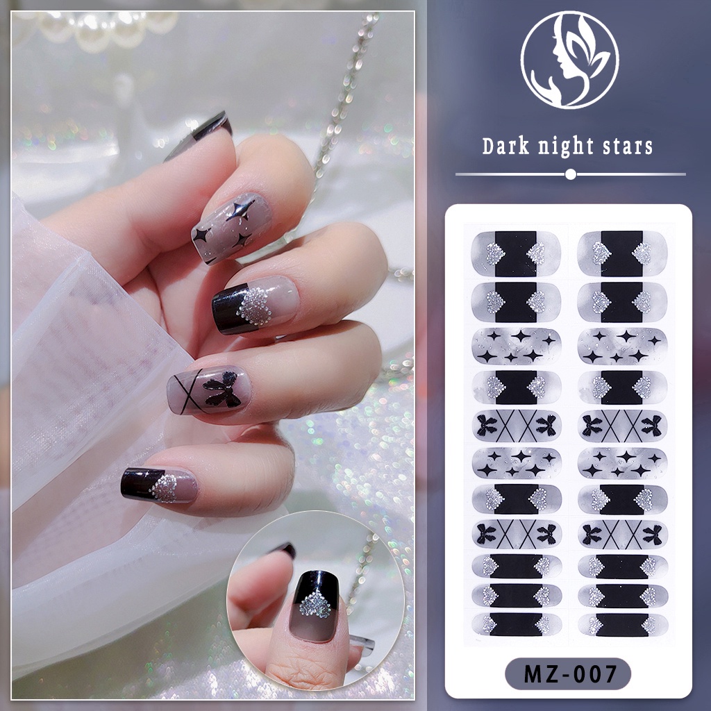 Set Stiker Kuku 3D Model Panjang Tahan Air Untuk Nail Art