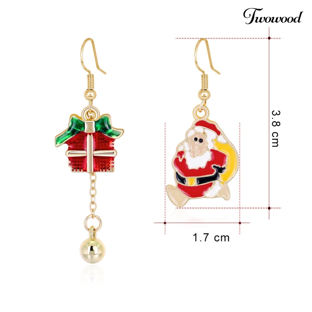 Anting Kait Asimetris Desain Santa Claus Untuk Wanita