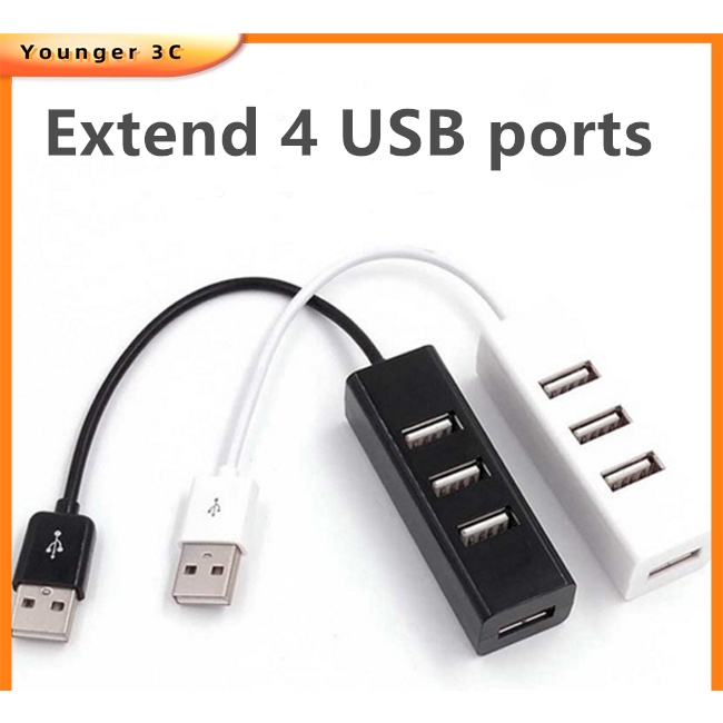Adapter Hub 4 Port USB 2.0 Mini Kecepatan Tinggi Warna Hitam Untuk PC / Komputer