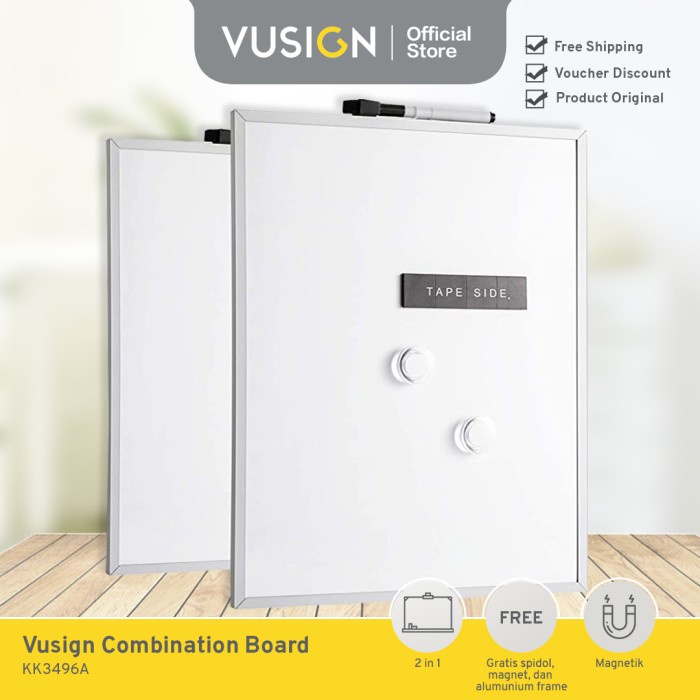 

Papan Tulis Vusign Combination Board / Combo Papan Tulis Memo 2In1 40X30Cm Kk3496A